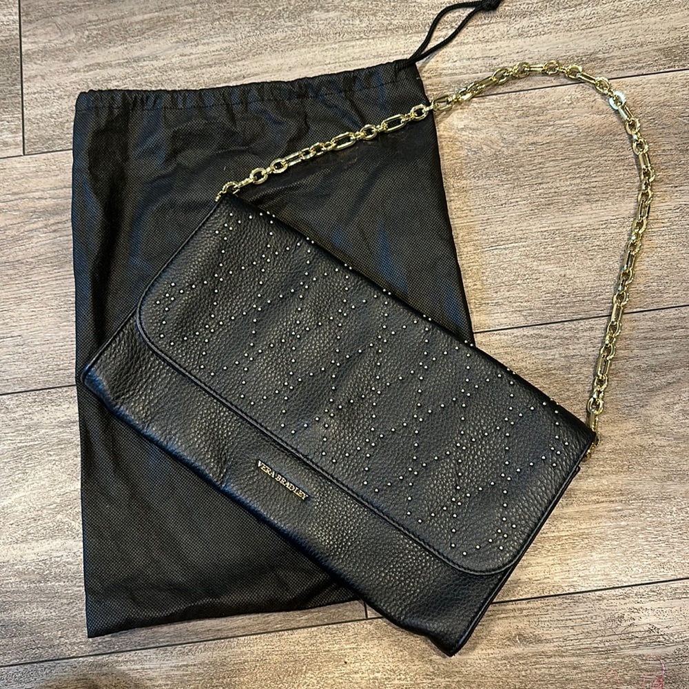 Vera Bradley Leather Purse -  Harper Clutch Gold Chain Strap Bag - NWOT